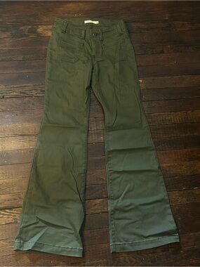 Levi's Olive Green Wide Leg Flare Jeans